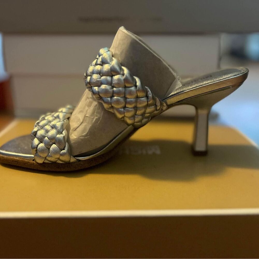 New in the box! Michael Kors Silver Heel Sandels
